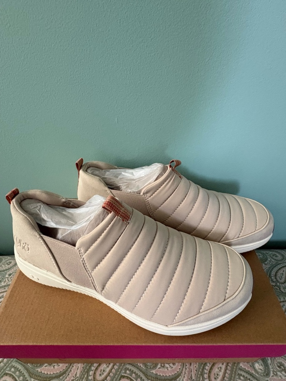 New Ryka Quilted Slip-On Sneakers in Light Beige 12